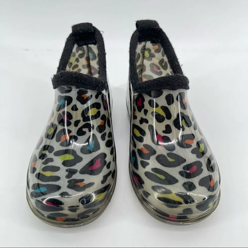 Capelli New York Kids Girl’s Multicolor Leopard Print Rubber Ankle Rain Boots 9